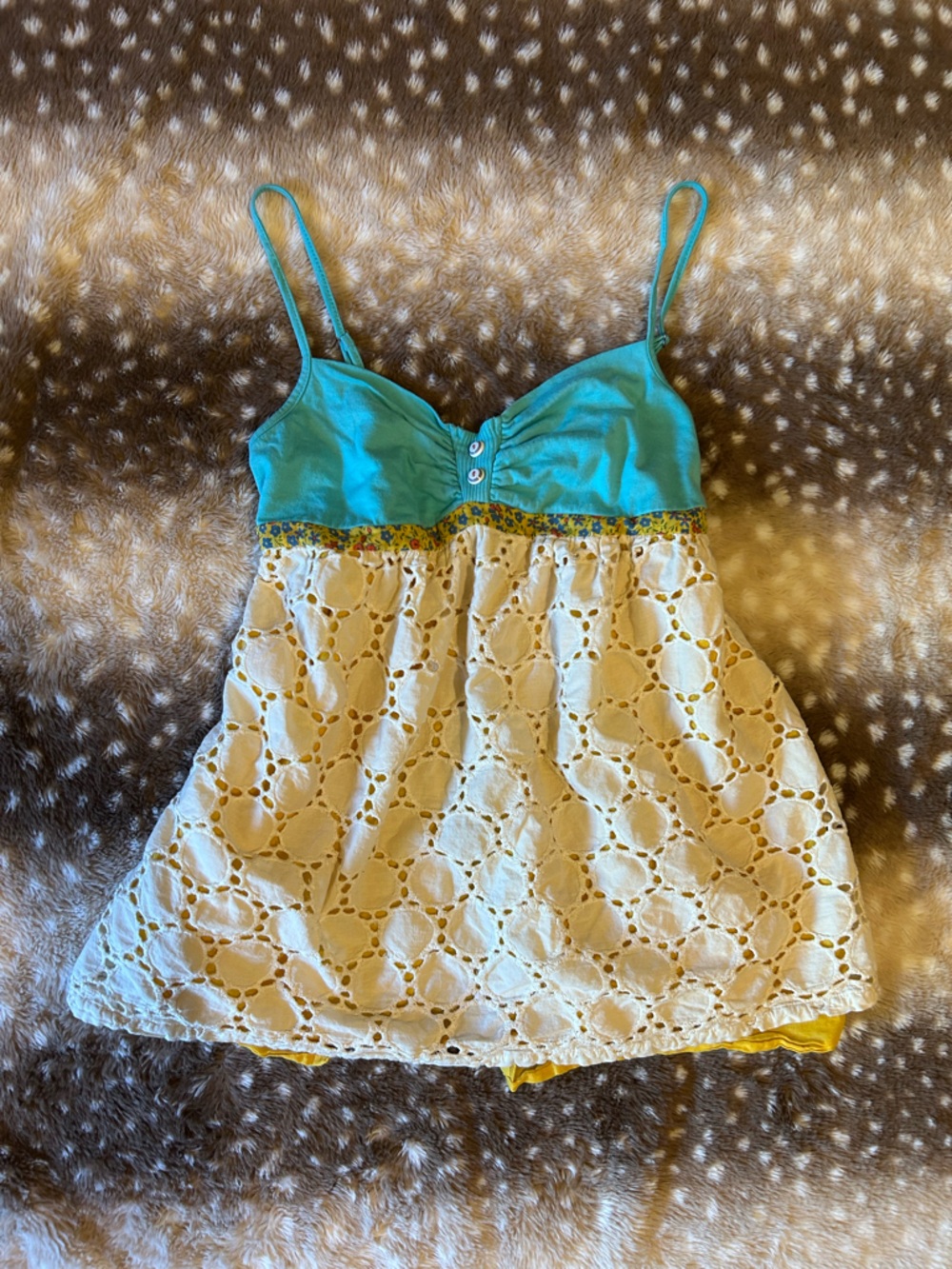 Vintage Scrapbook Originals 100% Cotton open tie back babydoll tank